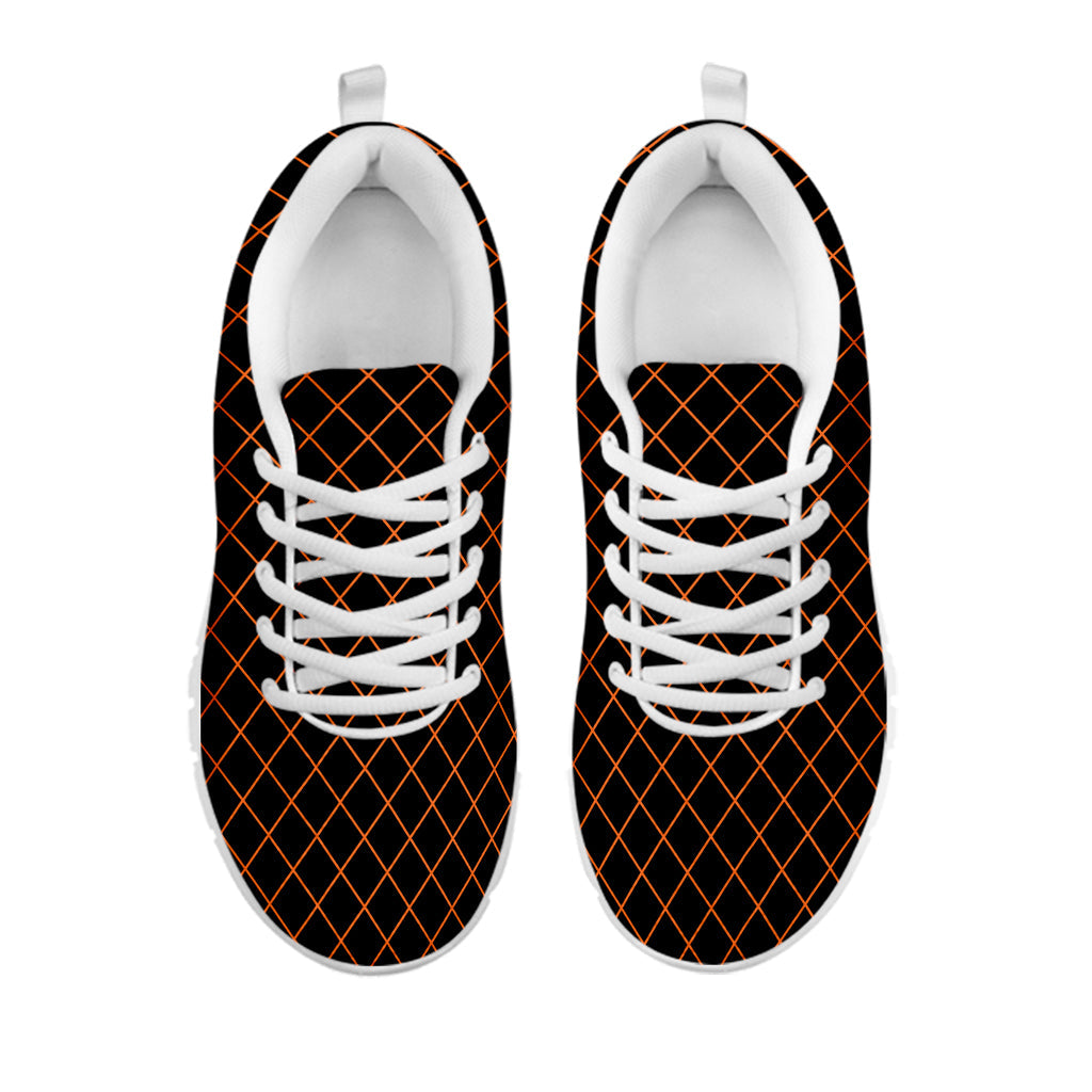 Black And Orange Harlequin Print White Running Shoes