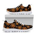 Black And Orange Spider Web Print White Running Shoes