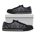 Black And Purple Damask Pattern Print Black Low Top Sneakers