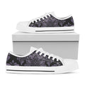 Black And Purple Damask Pattern Print White Low Top Sneakers