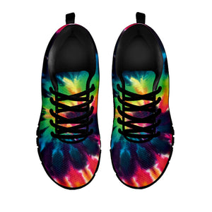 Black And Rainbow Tie Dye Print Black Running Shoes