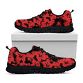 Black And Red Hibiscus Pattern Print Black Running Shoes