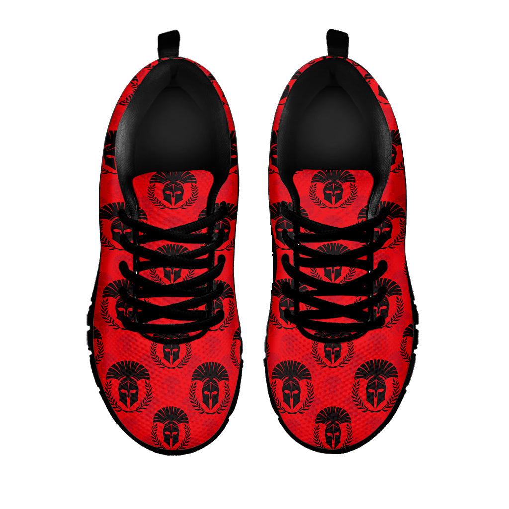 Black And Red Spartan Pattern Print Black Running Shoes