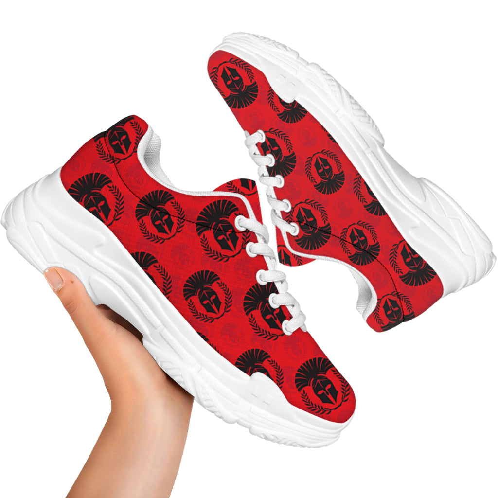 Black And Red Spartan Pattern Print White Chunky Shoes