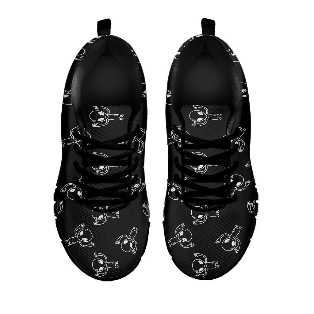 Black And White Alien Print Black Running Shoes