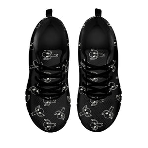 Black And White Alien Print Black Running Shoes