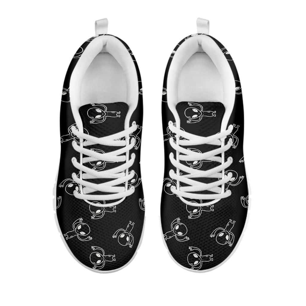 Black And White Alien Print White Running Shoes
