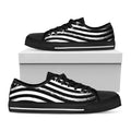 Black And White American Flag Print Black Low Top Sneakers