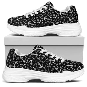 Black And White Anchor Pattern Print White Chunky Shoes