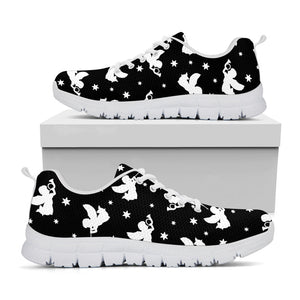 Black And White Angel Pattern Print White Running Shoes