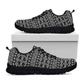 Black And White Aztec Geometric Print Black Running Shoes