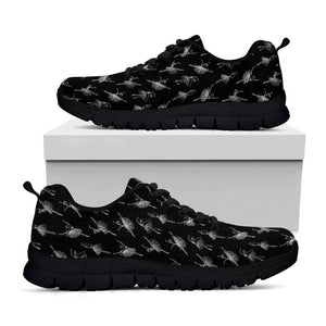 Black And White Ballet Pattern Print Black Running Shoes