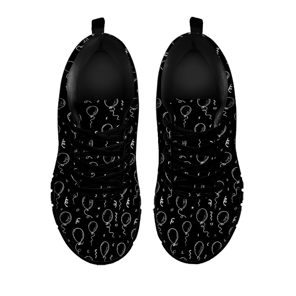 Black And White Balloon Pattern Print Black Running Shoes