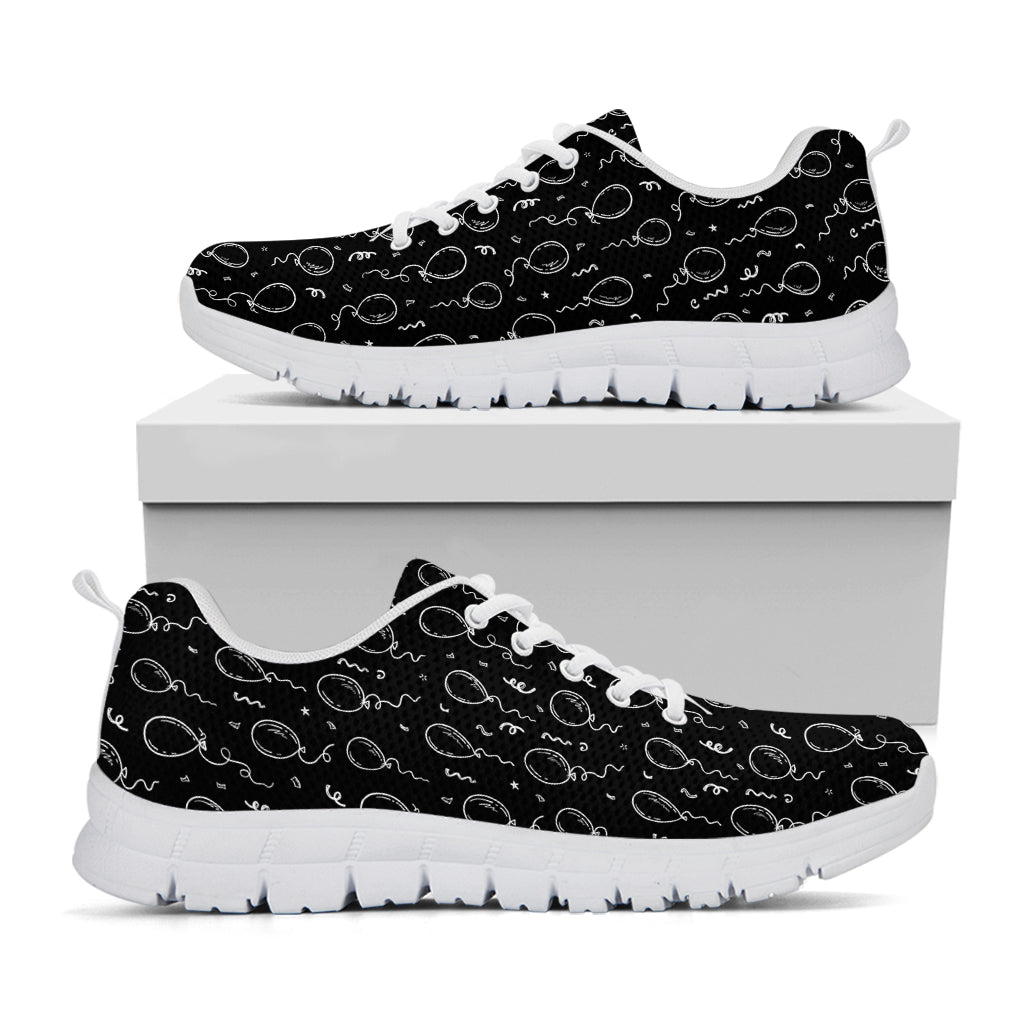 Black And White Balloon Pattern Print White Running Shoes