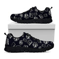 Black And White Books Pattern Print Black Running Shoes