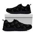 Black And White Bull Pattern Print Black Running Shoes