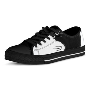 Black And White Cat Yin Yang Print Black Low Top Sneakers