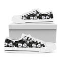 Black And White Cattleya Pattern Print White Low Top Sneakers