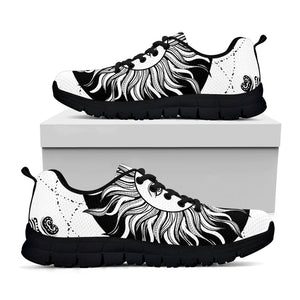 Black And White Celestial Sun Print Black Running Shoes