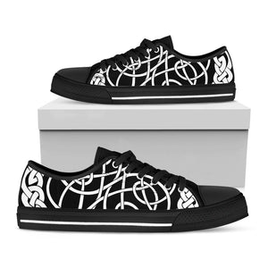 Black And White Celtic Knot Print Black Low Top Sneakers