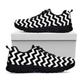 Black And White Chevron Pattern Print Black Running Shoes