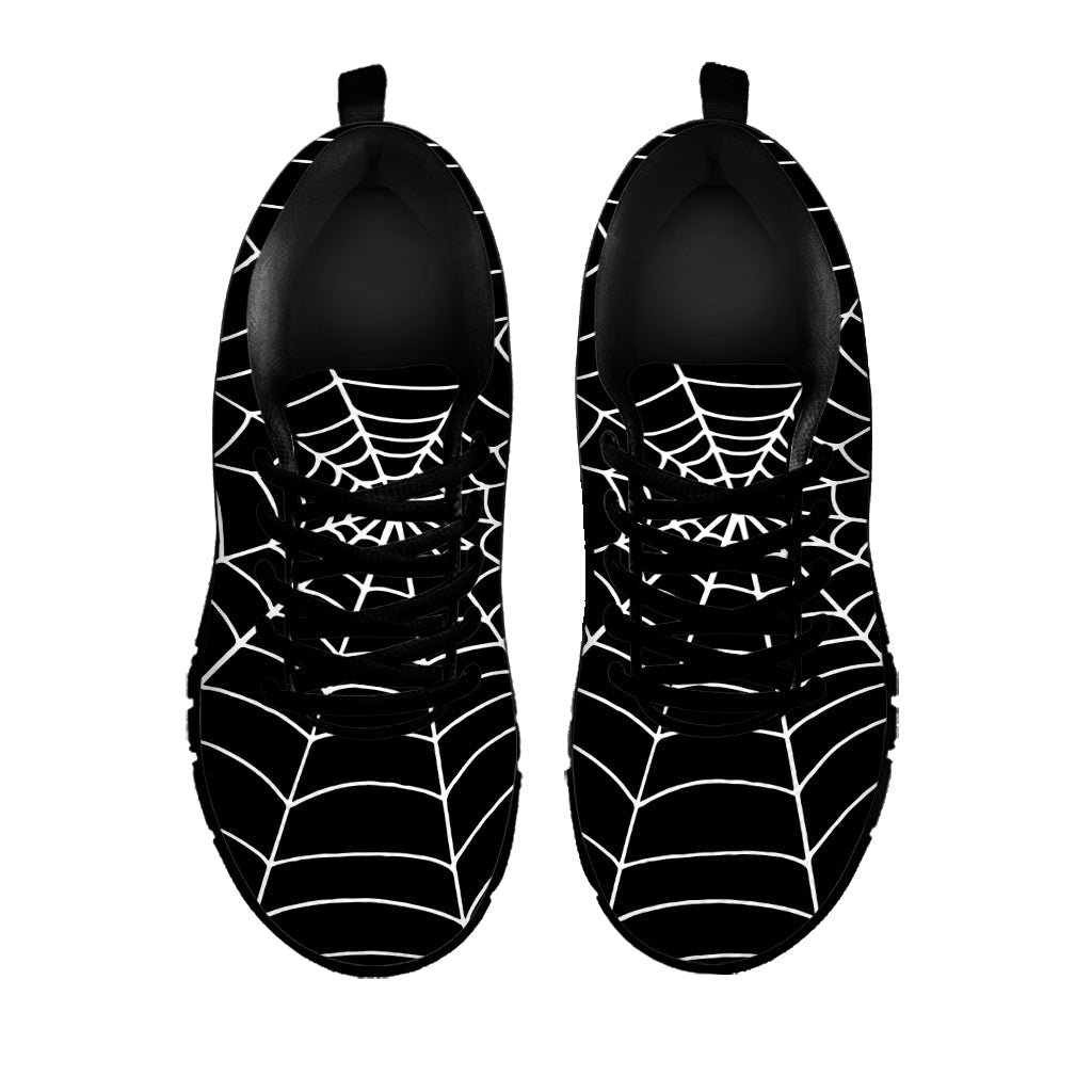Black And White Cobweb Print Black Running Shoes