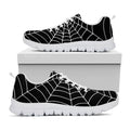 Black And White Cobweb Print White Running Shoes