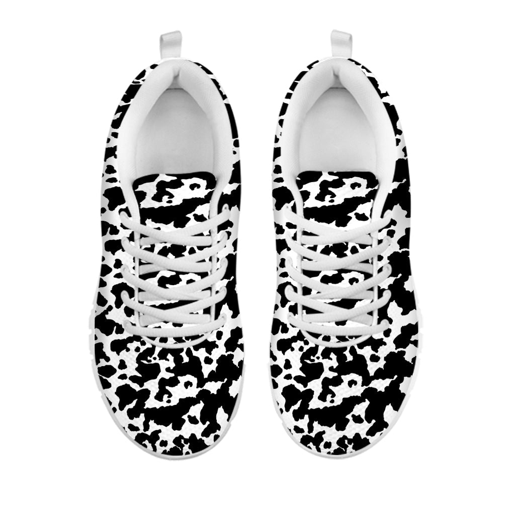 Black And White Cow Pattern Print White Running Shoes