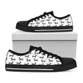 Black And White Dachshund Pattern Print Black Low Top Sneakers