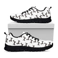 Black And White Dachshund Pattern Print Black Running Shoes