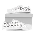 Black And White Dachshund Pattern Print White Low Top Sneakers