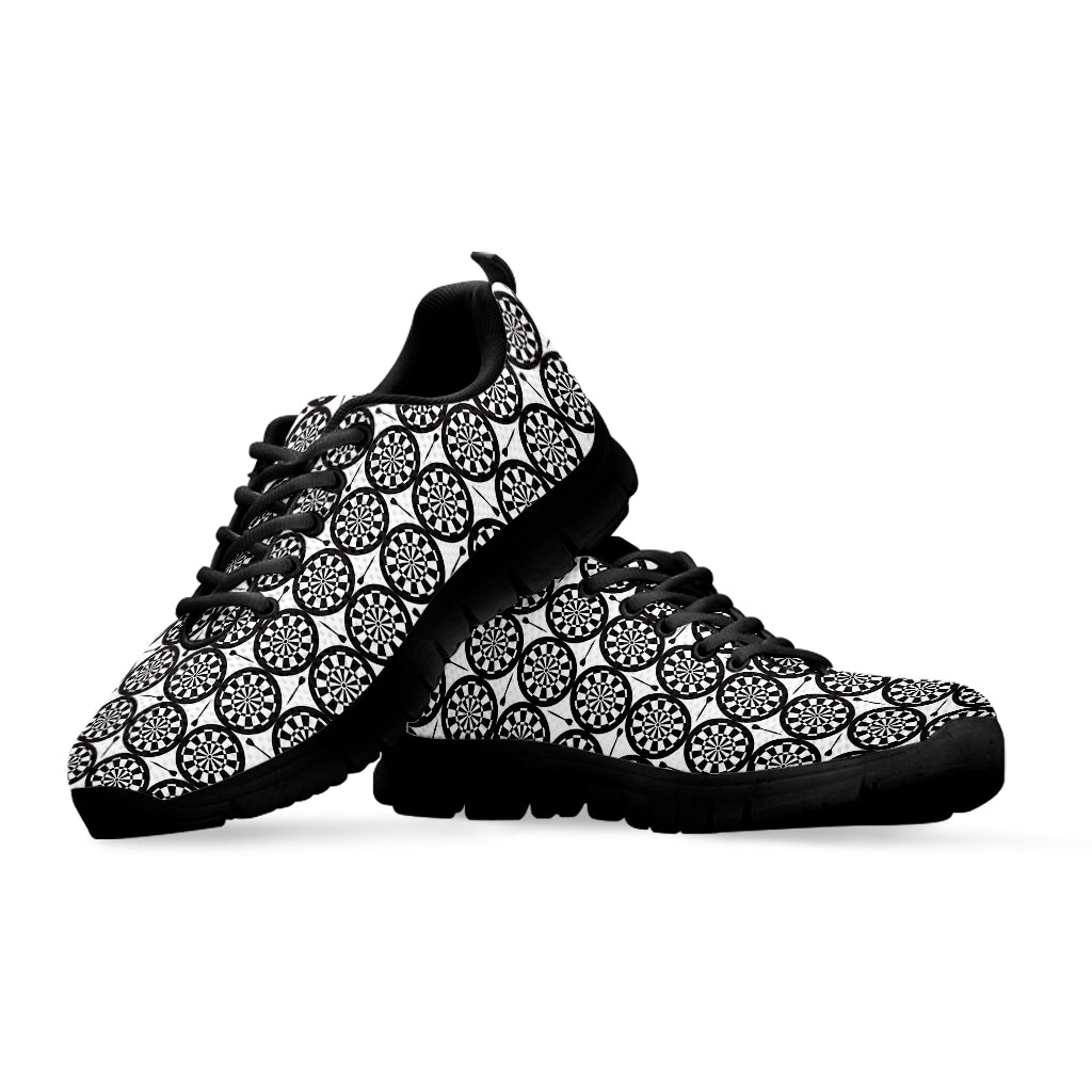 Black And White Dartboard Pattern Print Black Running Shoes