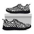 Black And White Dazzle Pattern Print Black Running Shoes