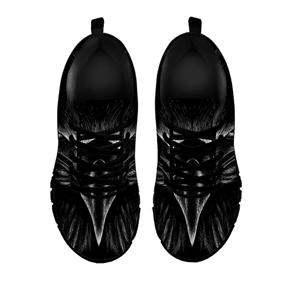 Black And White Eagle Print Black Running Shoes