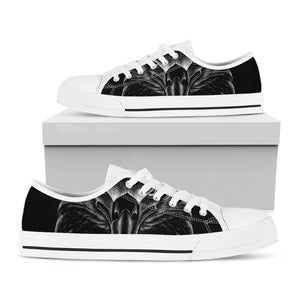 Black And White Eagle Print White Low Top Sneakers