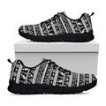 Black And White Egypt Pattern Print Black Running Shoes
