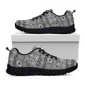 Black And White Ethnic Pattern Print Black Running Shoes