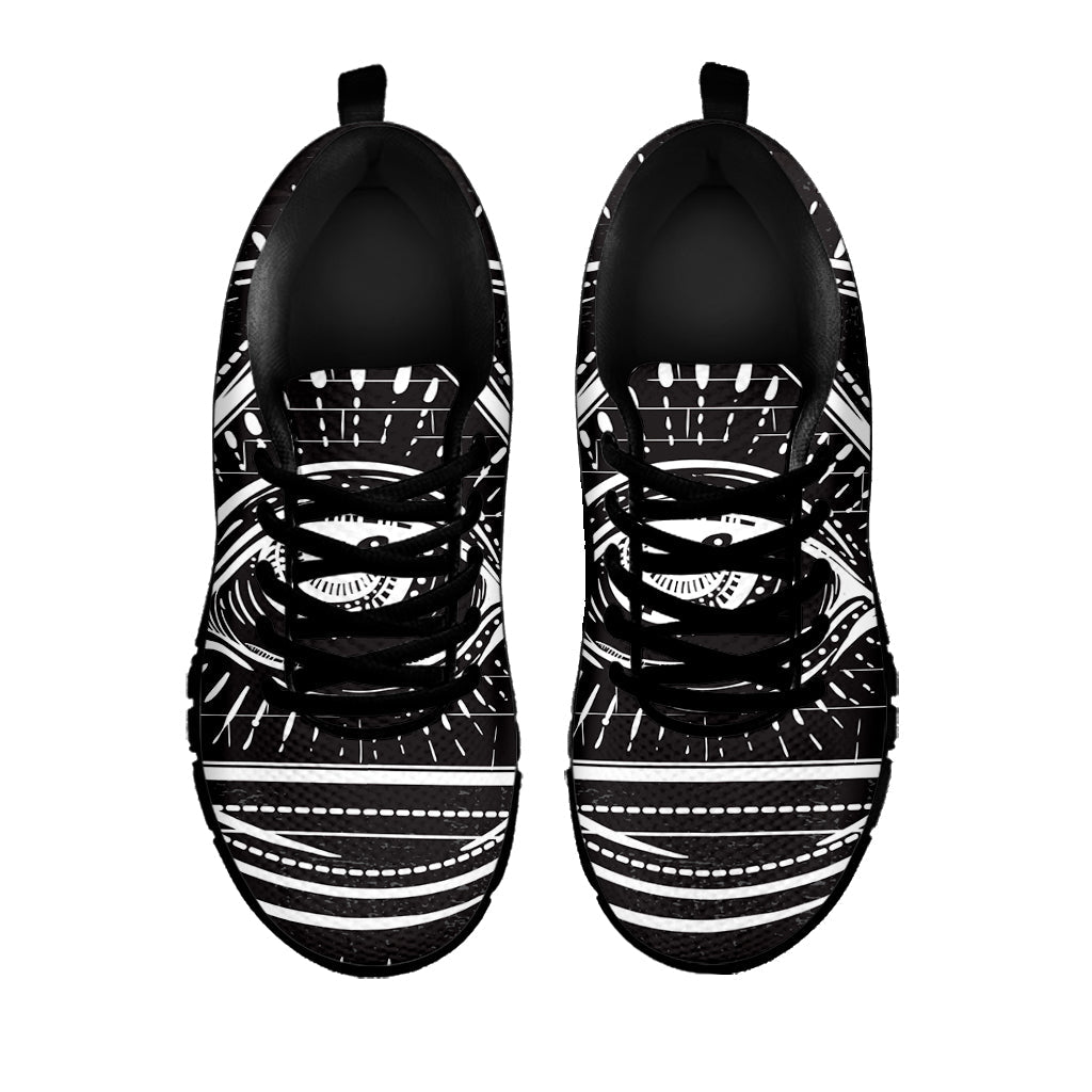 Black And White Eye of Providence Print Black Running Shoes