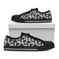Black And White Eyeball Pattern Print Black Low Top Sneakers
