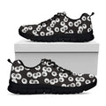 Black And White Eyeball Pattern Print Black Running Shoes