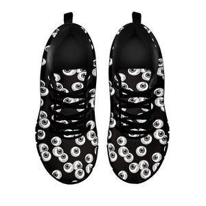 Black And White Eyeball Pattern Print Black Running Shoes