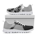 Black And White Funny Donkey Print White Running Shoes