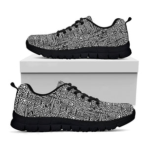 Black And White Geometric African Print Black Running Shoes