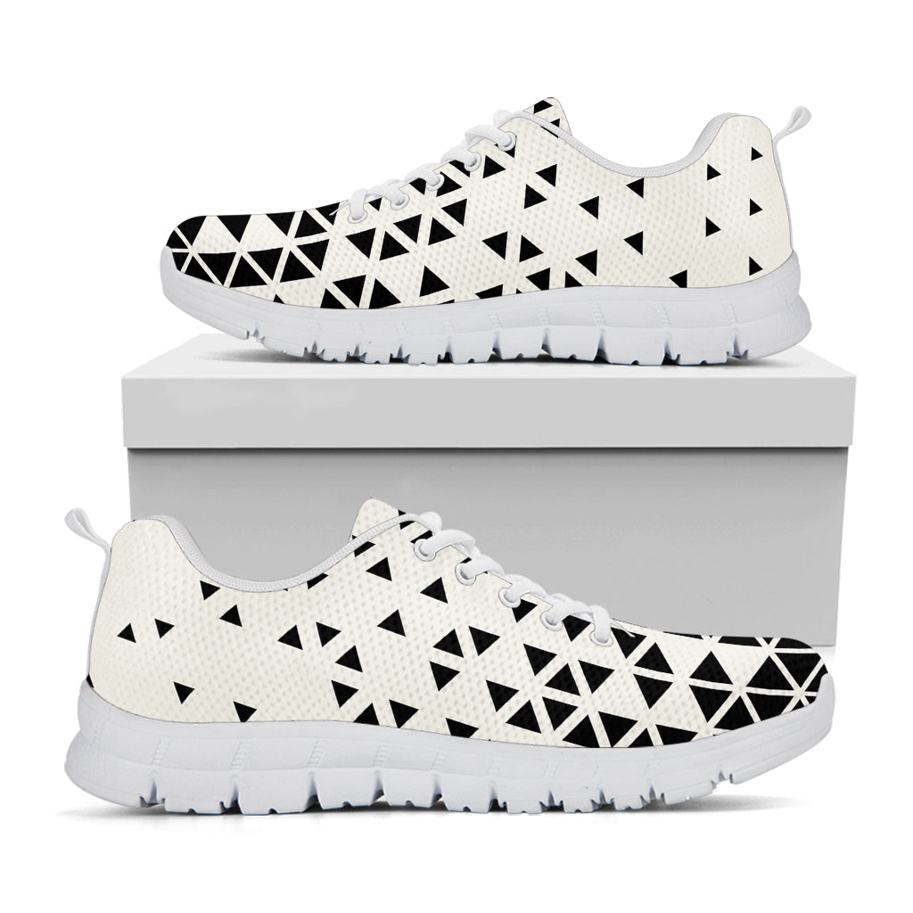Black And White Geometric Pattern Print White Running Shoes