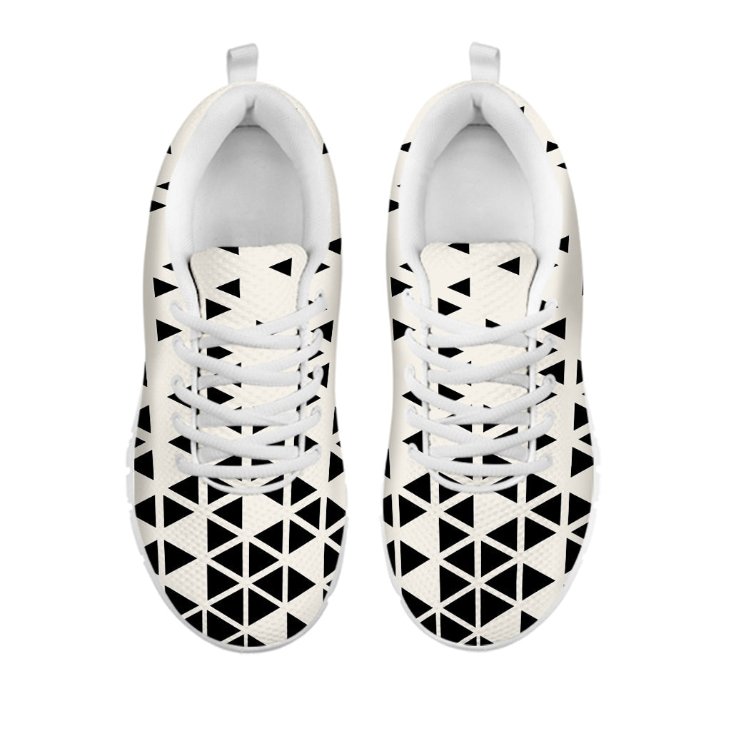 Black And White Geometric Pattern Print White Running Shoes