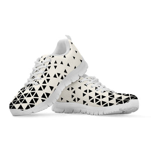 Black And White Geometric Pattern Print White Running Shoes