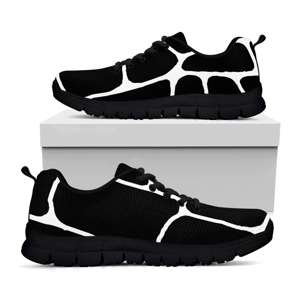 Black And White Giraffe Pattern Print Black Running Shoes