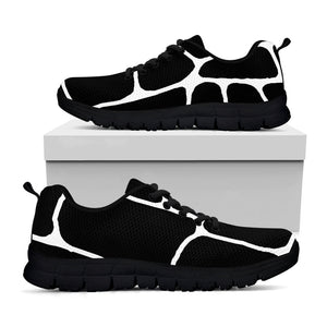 Black And White Giraffe Pattern Print Black Running Shoes