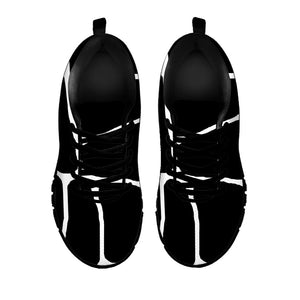 Black And White Giraffe Pattern Print Black Running Shoes