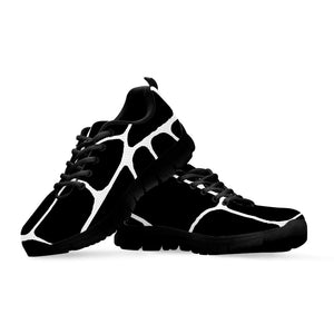 Black And White Giraffe Pattern Print Black Running Shoes